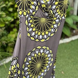 INC International Concepts Vibrant Yellow and Gray Maxi Dress